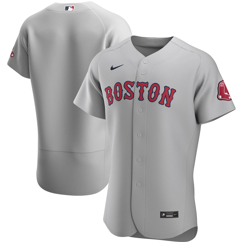 2020 MLB Men Boston Red Sox Nike Gray Road 2020 Authentic Official Team Jersey 1